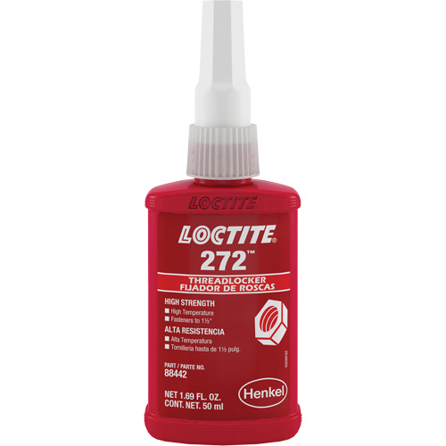 Threadlocker 272 High Temperature, Red, High, 50 ml, Bottle Action Paper