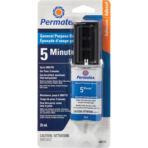 PermaPoxy 5 Minute General Purpose Epoxy, 29.5 ml, Epoxy, Two-Part, Clear Action Paper
