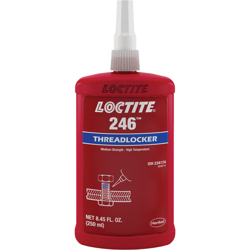 Threadlocker 246 High Temperature, Blue, Medium, 250 ml, Bottle Action Paper
