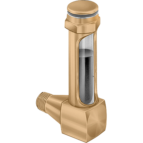 Brass Liquid Level Gauges - Short Elbow, Threaded, 1-15/16" L, 225°F (107.22° C) Action Paper