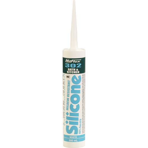 NuFlex&reg; 302 Bath And Kitchen Silicone Sealant, 300 ml, Cartridge, Clear Action Paper