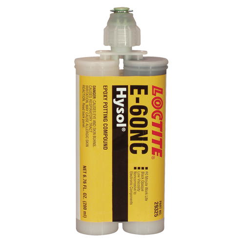 Adh&eacute;sifs structuraux non corrosifs pour les composants &eacute;lectriques E-60NC, 200 ml, Cartouche double, Deux composants, Noir Action Paper