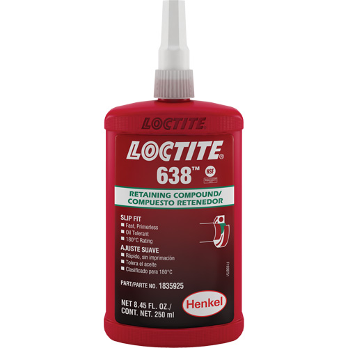 Compos&eacute; de retenue Loctite 638, 250 ml, Bouteille, Vert Action Paper
