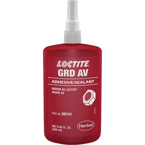 Letter Grade AV Threadlocker, Red, High, 250 ml, Bottle Action Paper