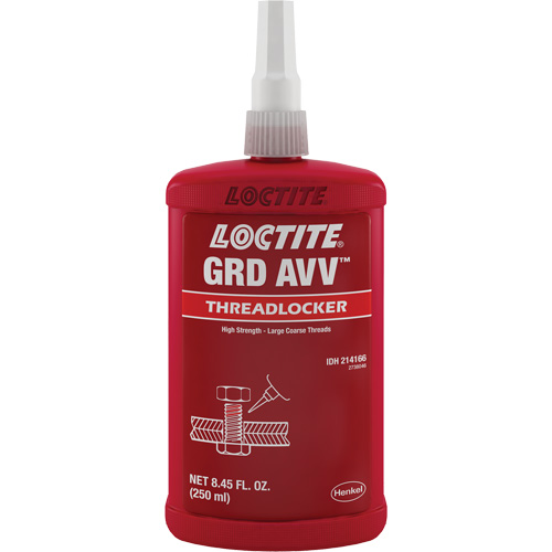 Letter Grade AVV Threadlocker, Red, High, 250 ml, Bottle Action Paper