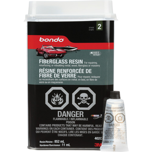 Bondo&reg; Fibreglass Resin, Two-Part, 852 ml, Bottle, Off-White Action Paper