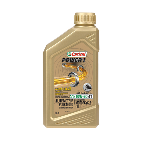 POWER 1&reg; 10W50 Motorcycle Oil, 946 ml, Bottle Action Paper