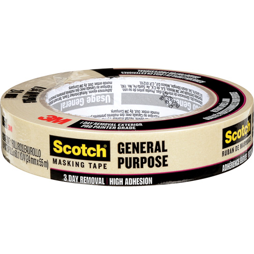 Scotch&reg; General Purpose Masking Tape 2020, 24 mm (1") x 55 m (180'), Tan Action Paper