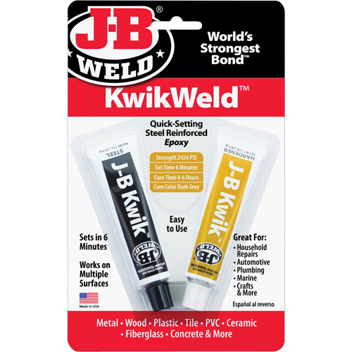 Colle &eacute;poxyde KwikWeld, Deux composants, Tube, 2 oz, Gris Action Paper