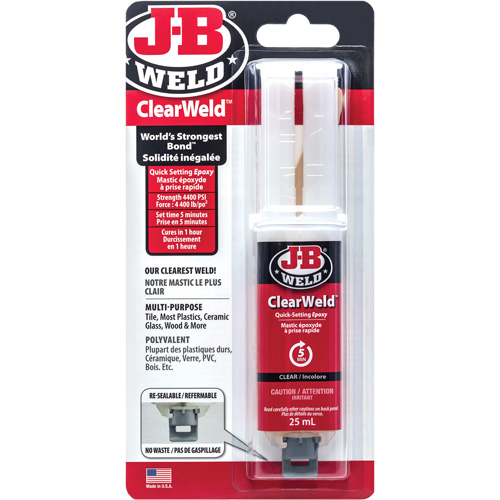 Adh&eacute;sif ClearWeld, 25 ml, Seringue, Deux composants, Transparent Action Paper