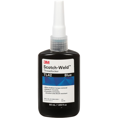 Scotch-Weld Threadlocker TL42, Blue, Medium, 50 ml, Bottle Action Paper