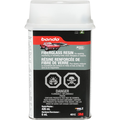 Bondo&reg; Fibreglass Resin, Two-Part, 15 oz., Rectangular Can Action Paper