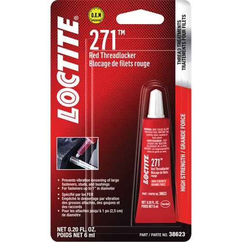 271 Threadlocker, Red, High, 6 ml, Tube Action Paper