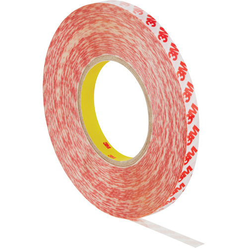 Double-Sided Adhesive Tape, Polyester, 12 mm (0.47") W x 50 m (164') L, 8 mils Thick Action Paper