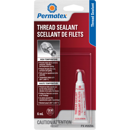 High Temperature Thread Sealant, Tube, 6 ml, -54° C - 204° C/-65° F - 400° F Action Paper