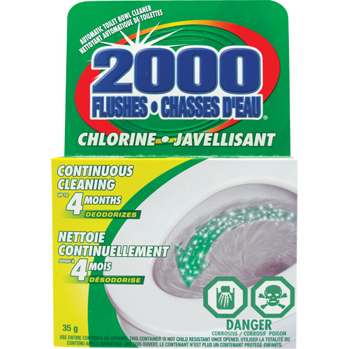 D&eacute;tergent pour cuvette de toilette 2000 Flushes avec agent de blanchiement, 35 g, Tampon Action Paper