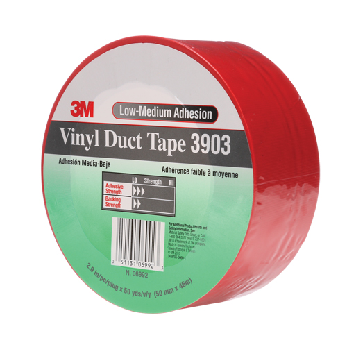 Rubans adh&eacute;sifs en vinyle 3903, 48 mm (2") la x 46 m (151') lo, 6,5 mils, Rouge Action Paper