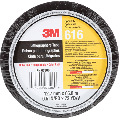 Ruban pour lithographe 616, 12,7 mm (1/2") x 66 m (216'), Rouge Action Paper