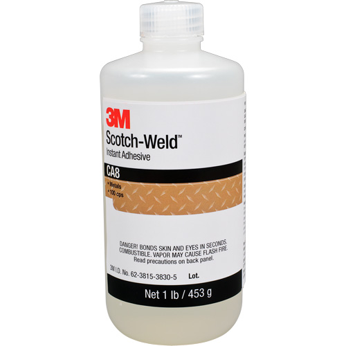 Scotch-Weld Instant Adhesive CA8, Clear, Bottle, 1 lbs. Action Paper