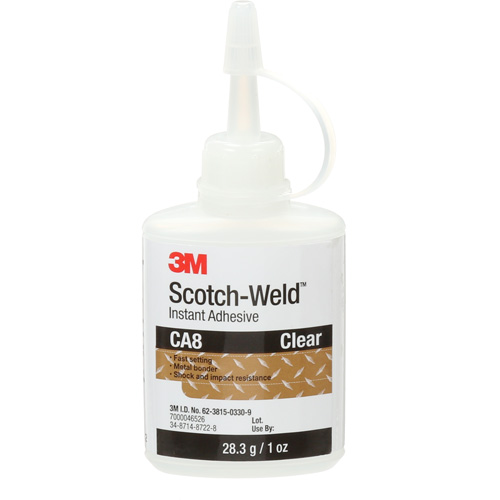 Scotch-Weld Instant Adhesive CA8, Clear, Bottle, 1 oz. Action Paper