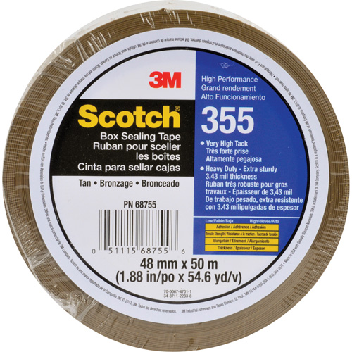 Ruban pour sceller les boîtes Scotch 355, Adh&eacute;sif Thermofusible, 3,15 mils, 48 mm (2") x 50 m (164') Action Paper
