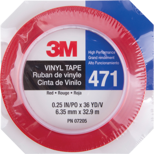 Ruban en vinyle 471, 6 mm (1/4") la x 32,9 m (108') lo, 5,3 mils, Rouge Action Paper