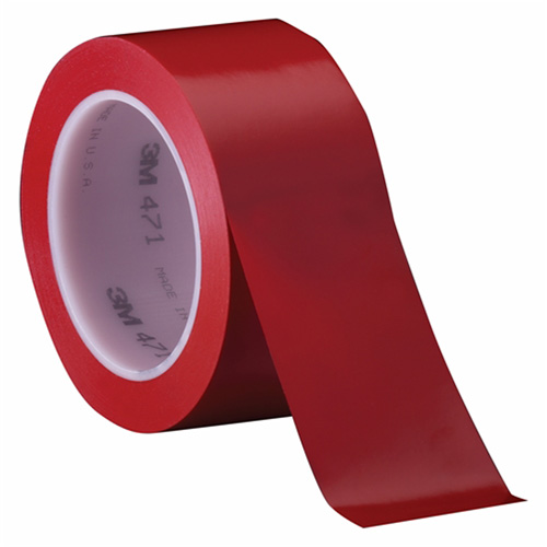 471 Vinyl Tape, 6 mm (1/4") W x 32.9 m (108') L, 5.2 mils, Red Action Paper