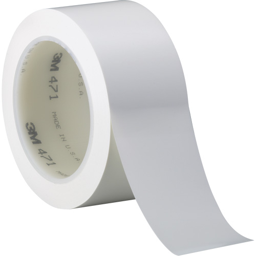 471 Vinyl Tape, 38 mm (1-1/2") W x 32.9 m (108') L, 5.2 mils, White Action Paper