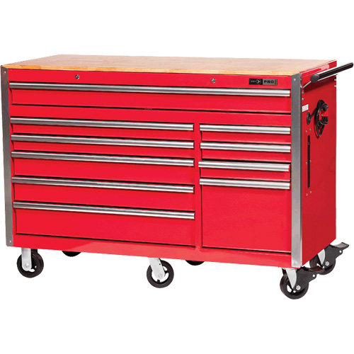 PRC5610 Pro Series Roller Cabinet, 10 Drawers, 55-9/10" W x 24-1/10" D x 39-7/10" H, Red Action Paper