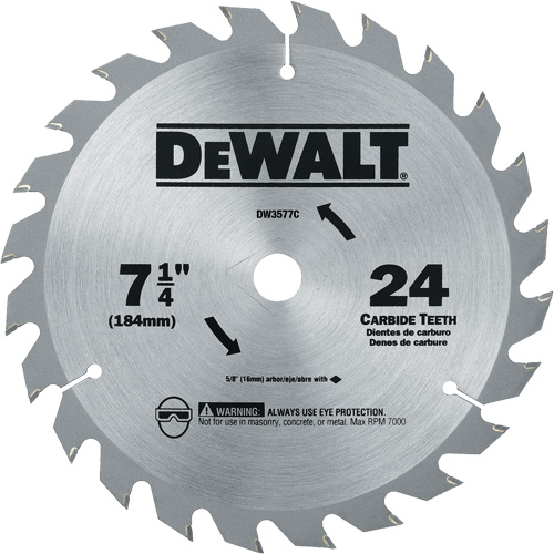 Carbide Circular Saw Blade, 7-1/4", 24 Teeth Action Paper