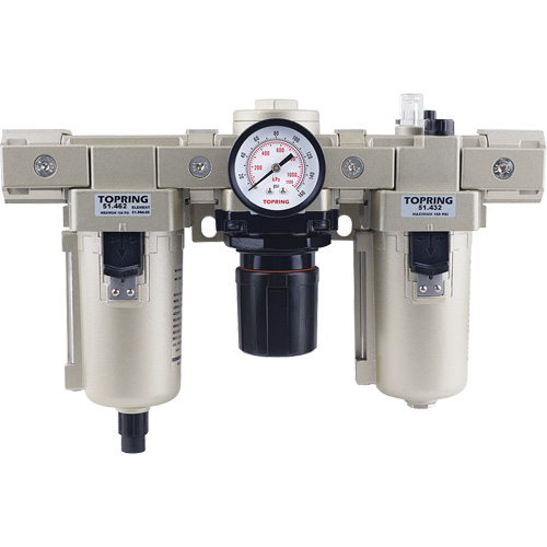 Filtre, r&eacute;gulateur, lubrifiant avec bol m&eacute;tallique, 1/2" NPT, 150 psi Action Paper