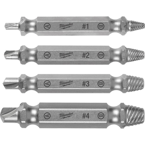 Screw Extractor Set, High Speed Steel, 4 Pieces Action Paper