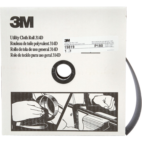 Rouleau de toile abrasive utilitaire 314D, 2" la x 150' lo, Grain 100J Action Paper