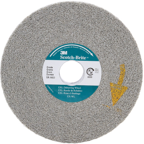 Scotch-Brite EXL Deburring Wheels, 6" x 1", 1" Arbor, Aluminum Oxide Action Paper