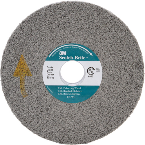 Scotch-Brite EXL Deburring Wheel, 6" x 1", 1" Arbor Action Paper