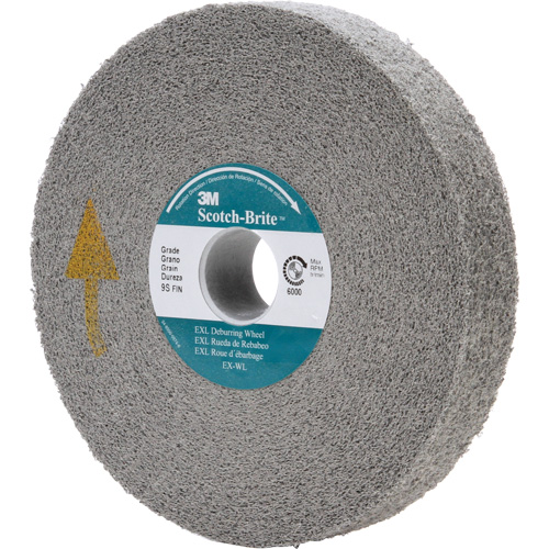 Scotch-Brite EXL Deburring Wheel, 6" x 1/2", 1" Arbor Action Paper