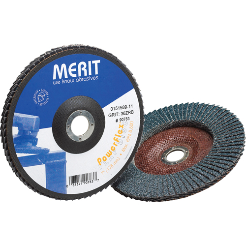 Disques &agrave; lamelles - Merit Zirconia, 4-1/2" x 7/8", Type 27, Grain 60, Zirconium Action Paper