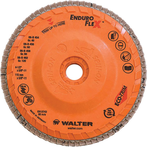 Disque &agrave; lamelles Enduro-Flex, 4-1/2" x 5/8"-11, Type 27, Grain 80, Alumine de zirconium Action Paper