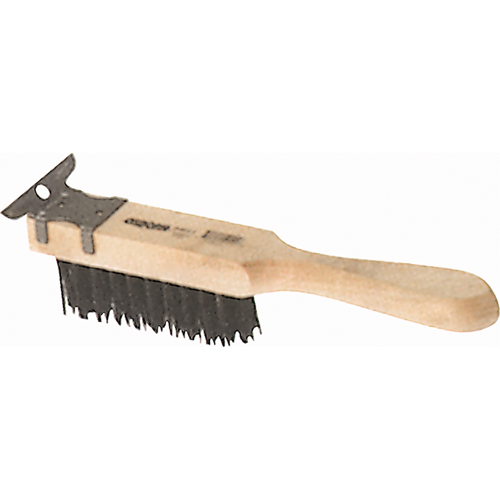 Straight Handle Scratch Brushes With Scraper, Steel, 4 x 11 Wire Rows, 11-3/8" Long Action Paper