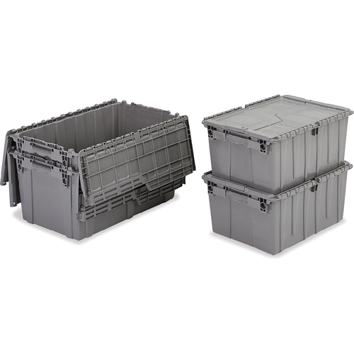 Flipak&reg; Polyethylene Plastic (PE) Distribution Containers, 11.8" x 9.8" x 7.7", Grey Action Paper