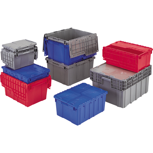 Flipak&reg; Polyethylene Plastic (PE) Distribution Containers, 11.8" x 9.8" x 7.7", Grey Action Paper