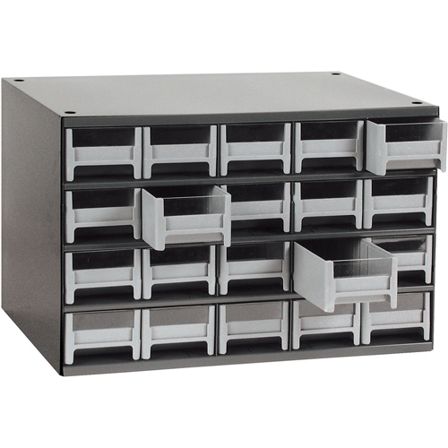 Casiers modulaires pour pi&egrave;ces, Acier, 20 tiroirs, 17" x 10-9/16" x 2-1/16", Gris Action Paper