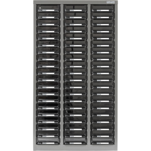 KPC-300 Parts Cabinet, Galvanized Steel, 60 Drawers, 21-3/10" x 10-2/5" x 36-9/10", Grey Action Paper