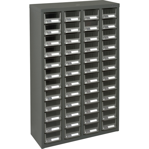 KPC-400 Parts Cabinet, Galvanized Steel, 48 Drawers, 22-3/5" x 8-7/10" x 36-9/10", Grey Action Paper