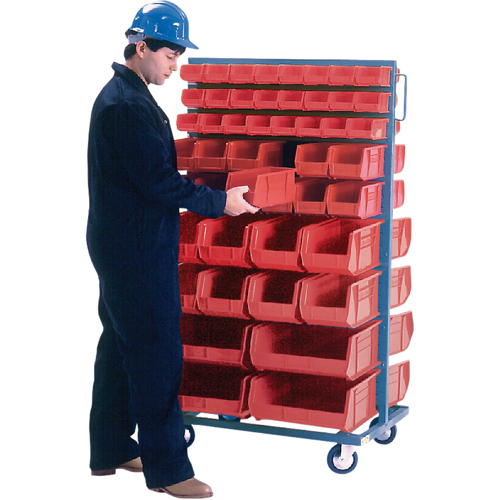 Double-Sided Mobile Bin Rack, Double-sided, 96 bins, 36" W x 24" D x 63" H Action Paper