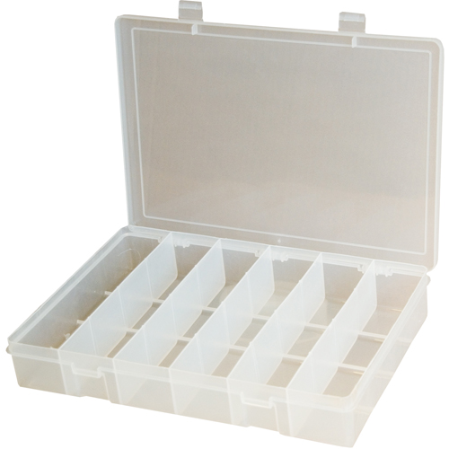 Compact Polypropylene Compartment Cases, 11" W x 6-3/4" D x 1-3/4" H, 6 Compartments Action Paper