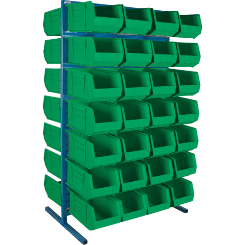 Support stationnaire deux c&ocirc;t&eacute;s pour bacs, 61" la x 56" p x 24" h, 56 bacs Action Paper