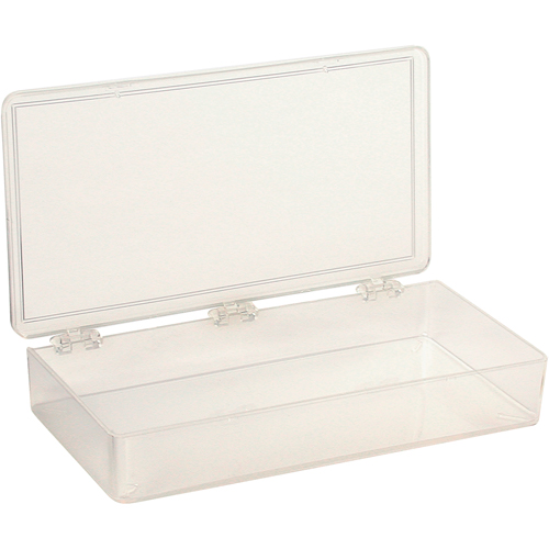 K-Resin Compartment Box, Plastic, 4" W x 8" D x 1-3/16" H, Transparent Action Paper