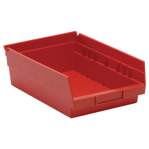 Shelf Bins, 8-3/8" W x 4" H x 11-5/8" D, Red, 30 lbs. Capacity Action Paper