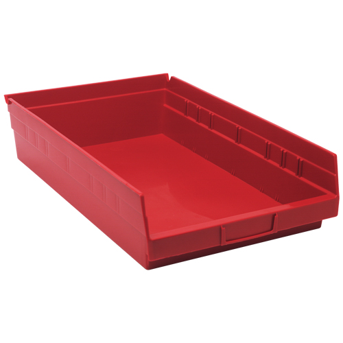 Bacs de rangement pour tablettes, 11-1/8" la x 4" H x 17-7/8" p, Rouge, Capacit&eacute; 40 lb Action Paper